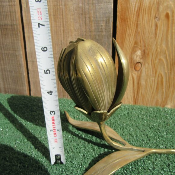 Vintage Brass Lotus Flower Ashtray 6 Removable Petals - Picture 2 of 7